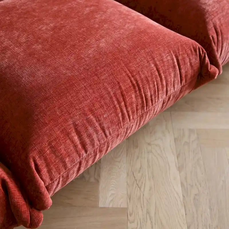 Canapé d'angle modulable moderne en tissu chenille avec 2 poufs pour salon