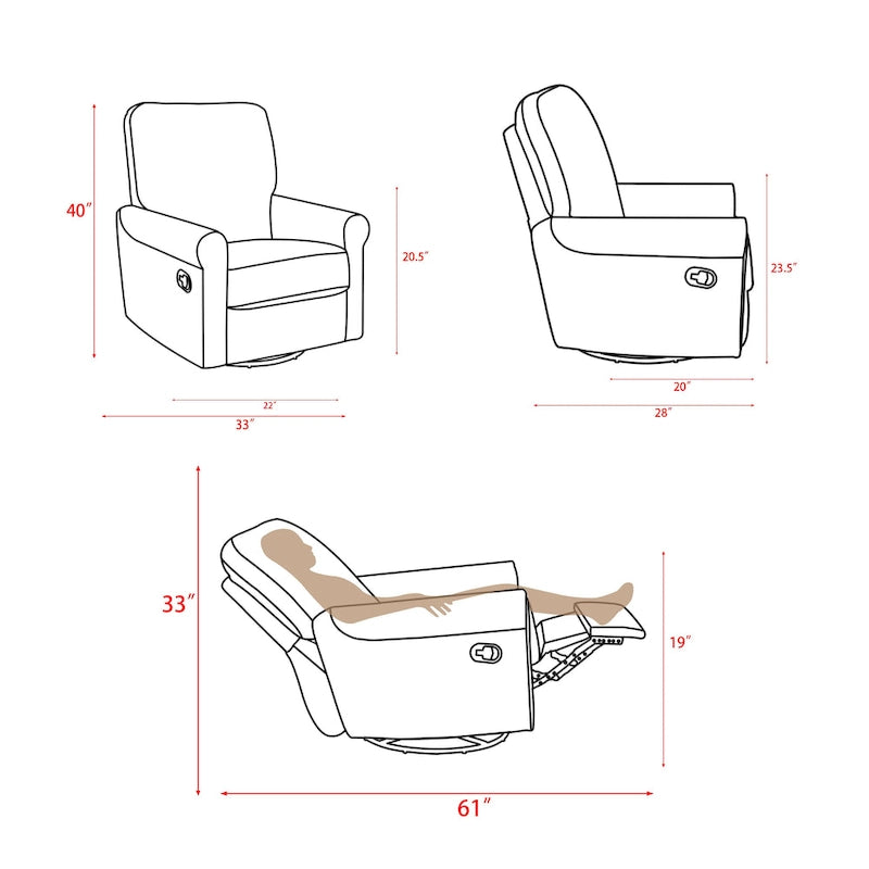 Fauteuil inclinable manuel pivotant à 360 degrés Heido