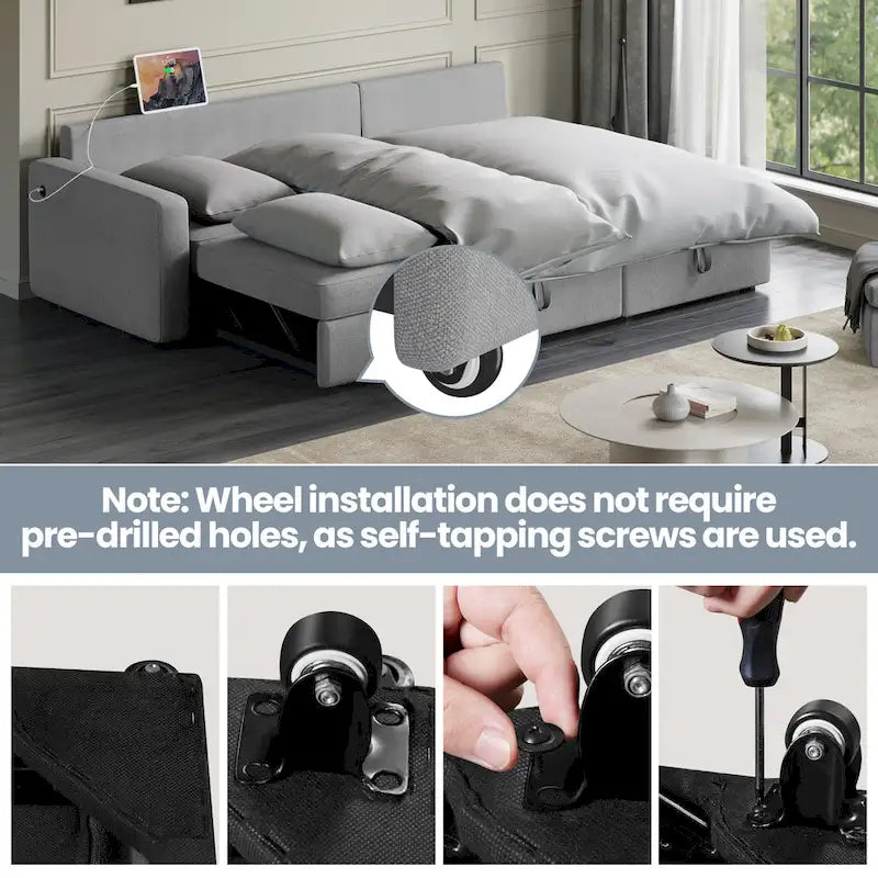 Canapé d'angle réversible en L Yaheetech avec lit gigogne et rangement - 83x 57,5x33