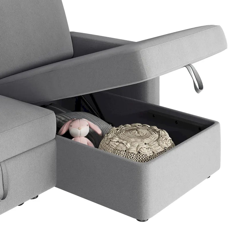 Canapé d'angle réversible en L Yaheetech avec lit gigogne et rangement - 83x 57,5x33