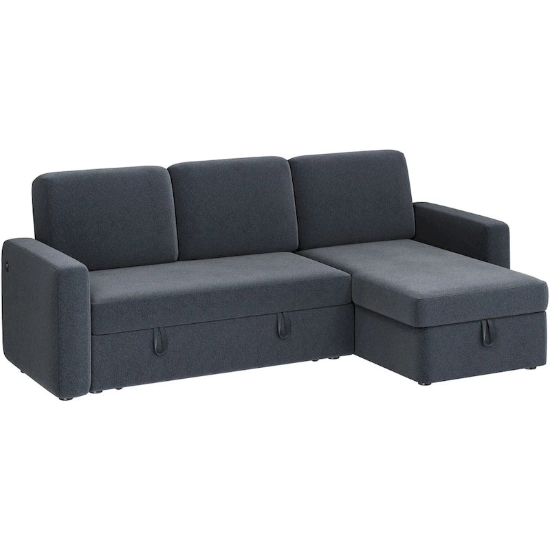 Canapé d'angle réversible en L Yaheetech avec lit gigogne et rangement - 83x 57,5x33