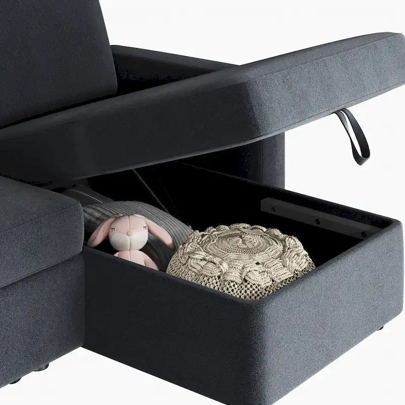 Canapé d'angle réversible en L Yaheetech avec lit gigogne et rangement - 83x 57,5x33
