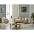 Ensemble de salon Aryanna 3 pièces, 1 canapé et 2 fauteuils, dossier touffeté