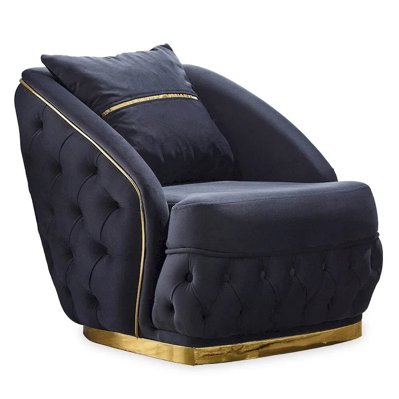 Ensemble de salon Aryanna 3 pièces, 1 canapé et 2 fauteuils, dossier touffeté