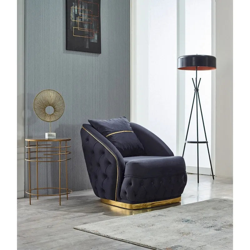 Ensemble de salon Aryanna 3 pièces, 1 canapé et 2 fauteuils, dossier touffeté