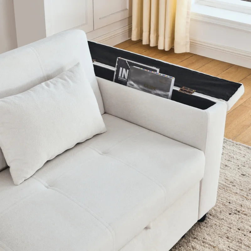 Canapé-lit gigogne 54 double places inclinable avec accoudoirs, rangement et poches latérales, et prise USB