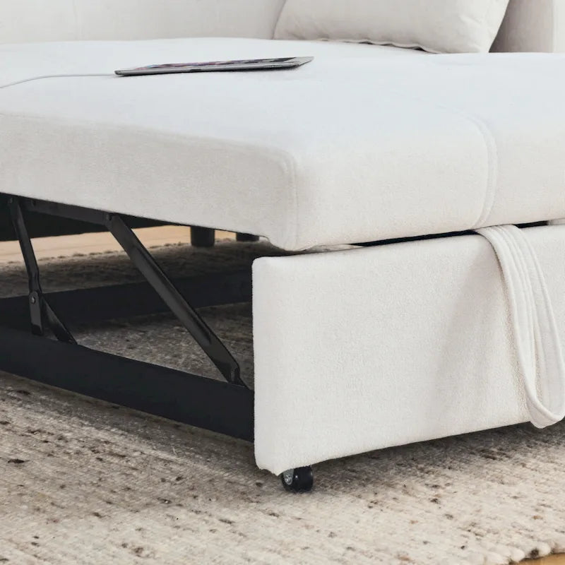 Canapé-lit gigogne 54 double places inclinable avec accoudoirs, rangement et poches latérales, et prise USB