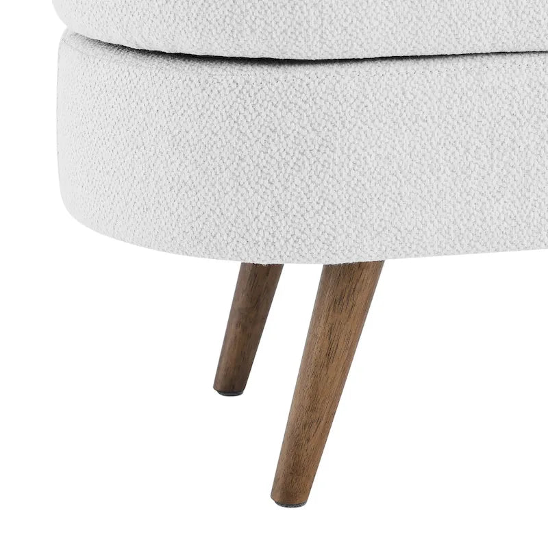 Banc de rangement ovale ottoman avec pieds en bois d'hévéa - 110,5L x 40,6l x 40,6H cm