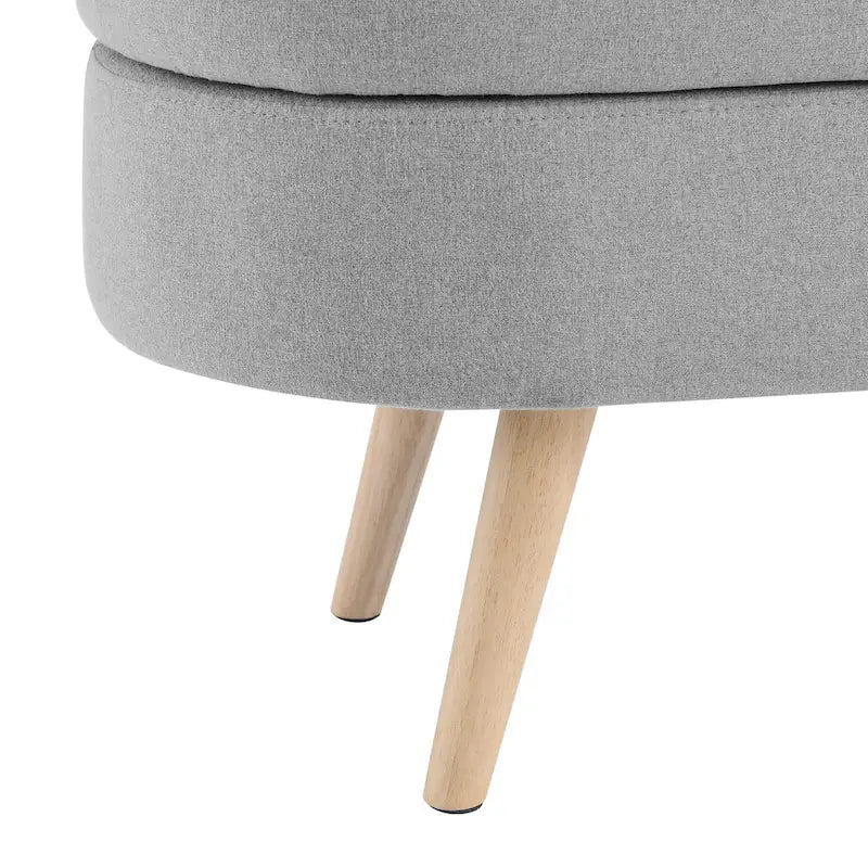 Banc de rangement ovale ottoman avec pieds en bois d'hévéa - 110,5L x 40,6l x 40,6H cm