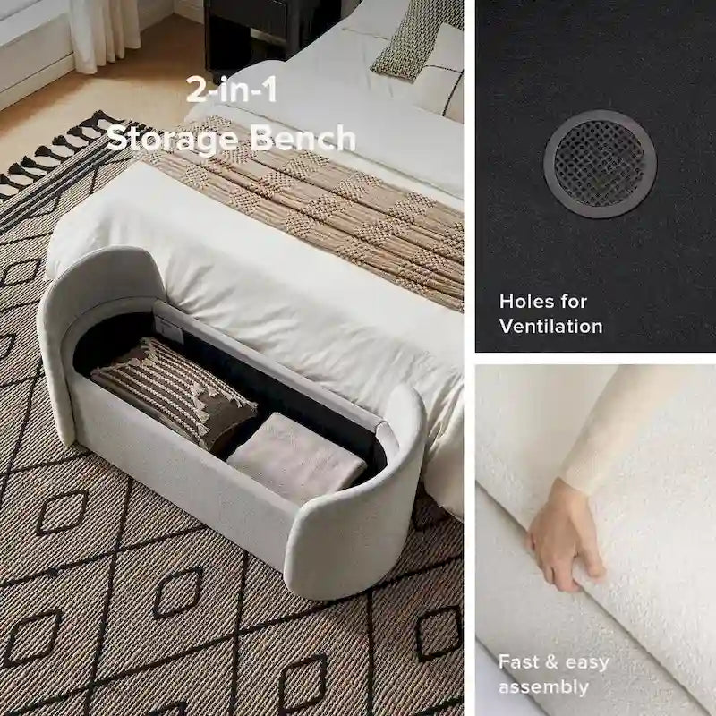 mopio Sophie 51 Banc de rangement ottoman, Banc d'entrée avec rangement