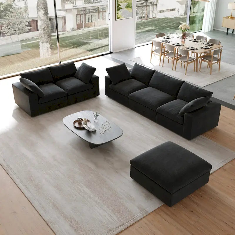 3PCS Living Room Sofa Set,Modern Living Room Sofa with Storage Ottoman