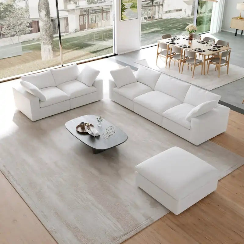 Ensemble de 3 canapés de salon, canapé de salon moderne avec pouf de rangement