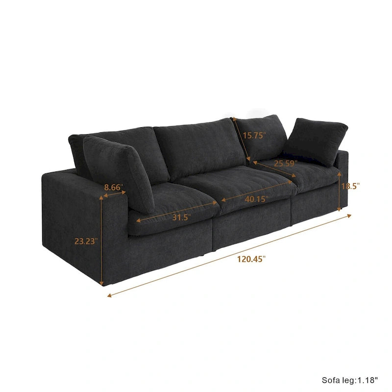 Ensemble de 3 canapés de salon, canapé de salon moderne avec pouf de rangement