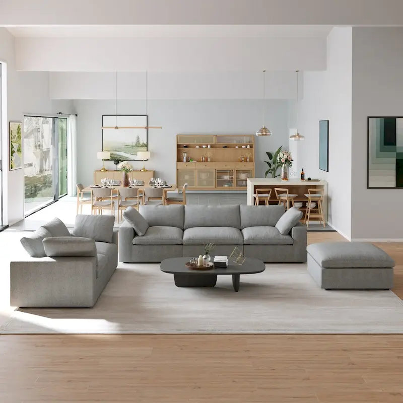Ensemble de 3 canapés de salon, canapé de salon moderne avec pouf de rangement