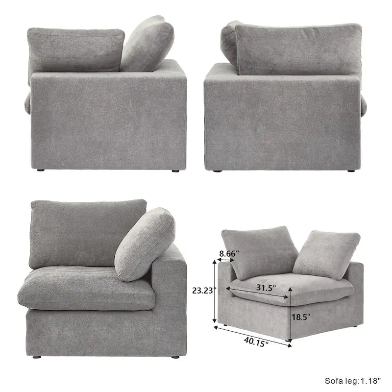 Ensemble de 3 canapés de salon, canapé de salon moderne avec pouf de rangement