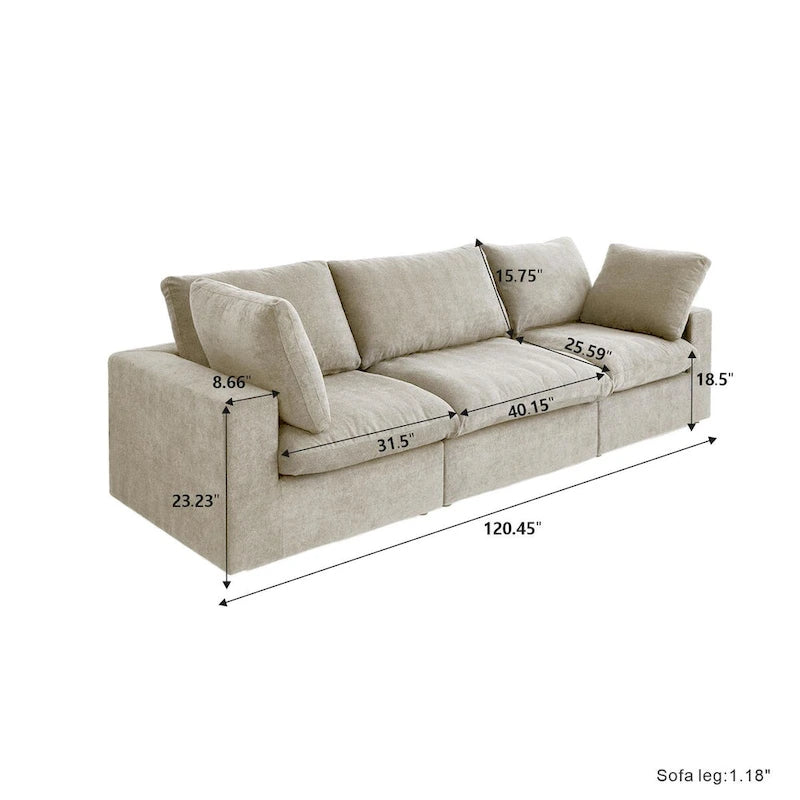 Ensemble de 3 canapés de salon, canapé de salon moderne avec pouf de rangement