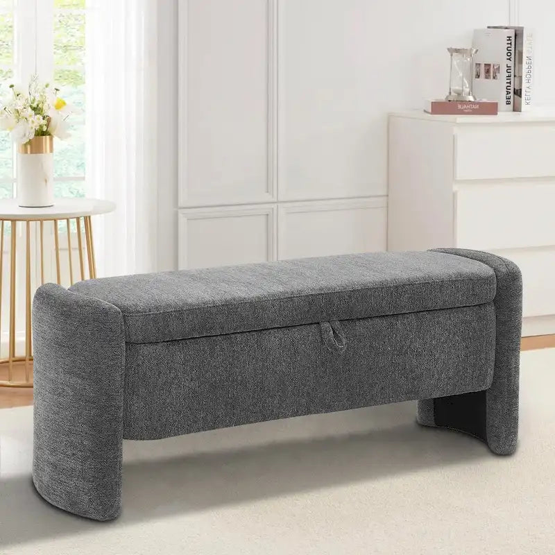 Banc de rangement minimaliste élégant en tissu chenille
