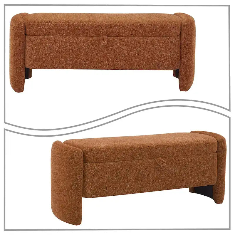 Banc de rangement minimaliste élégant en tissu chenille