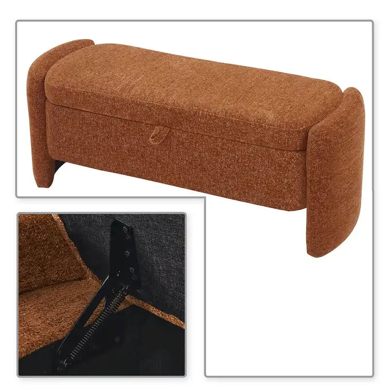 Banc de rangement minimaliste élégant en tissu chenille