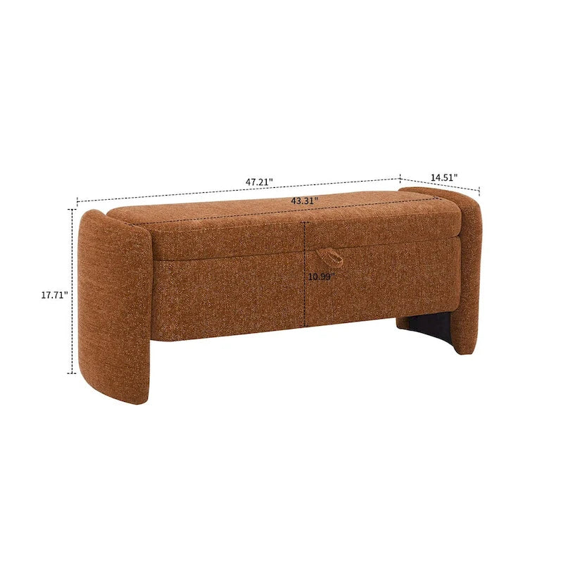 Banc de rangement minimaliste élégant en tissu chenille