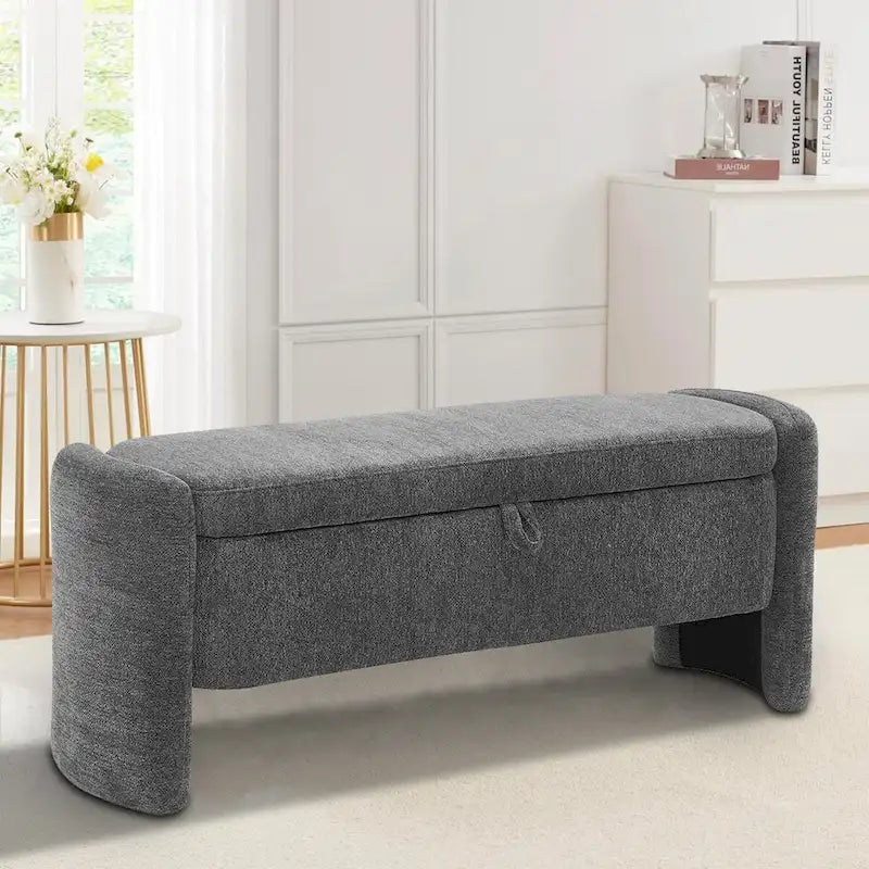 Banc de rangement minimaliste élégant en tissu chenille