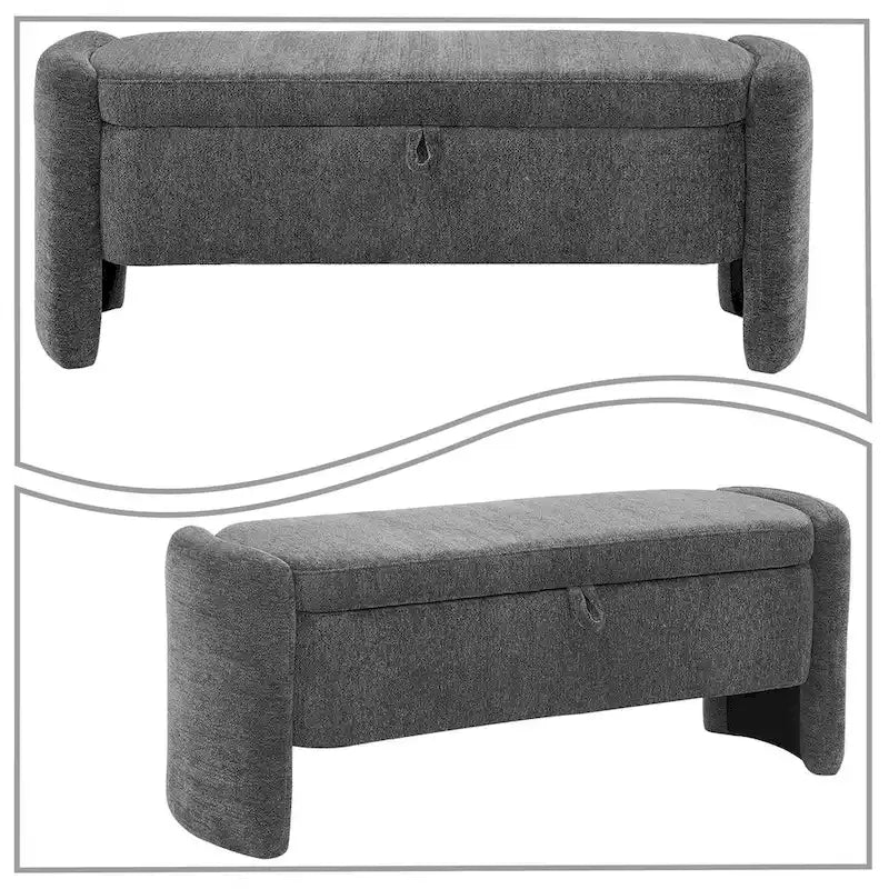 Banc de rangement minimaliste élégant en tissu chenille