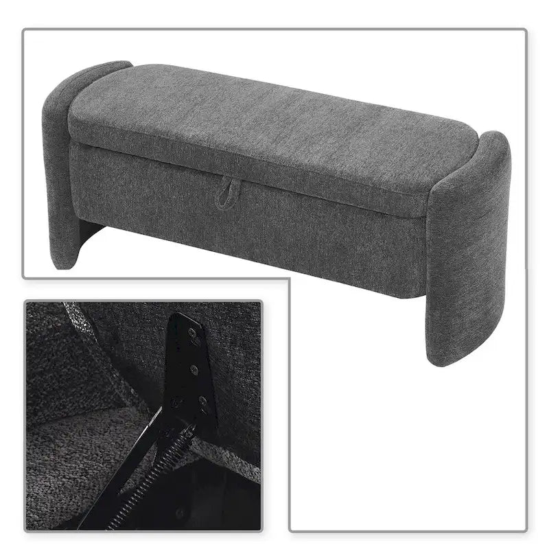 Banc de rangement minimaliste élégant en tissu chenille