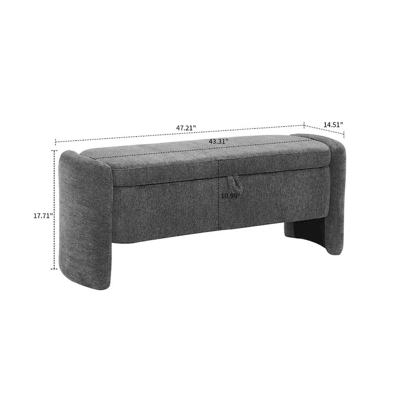 Banc de rangement minimaliste élégant en tissu chenille