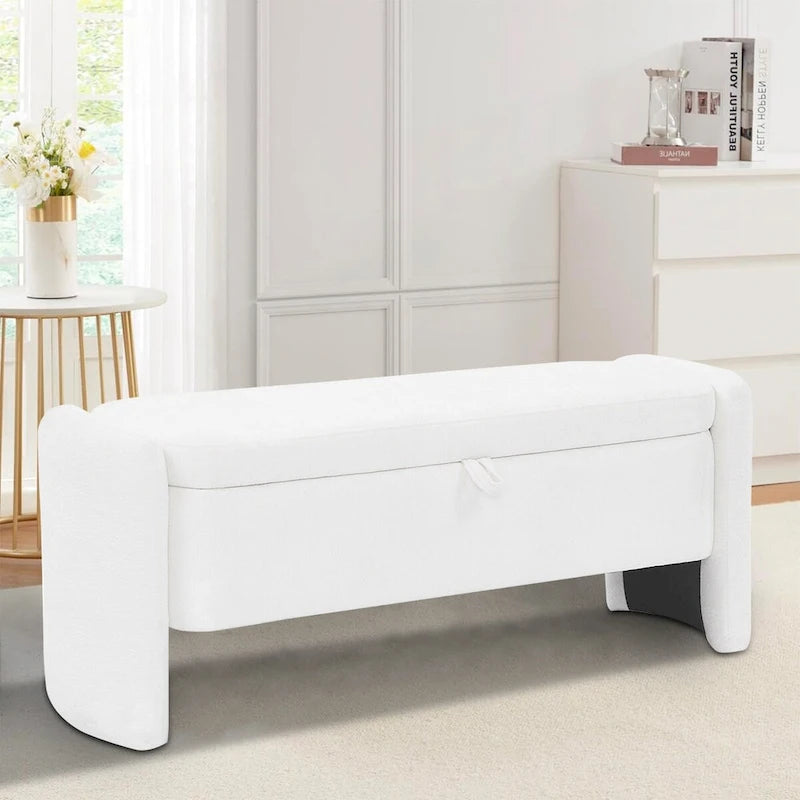 Banc de rangement minimaliste élégant en tissu chenille