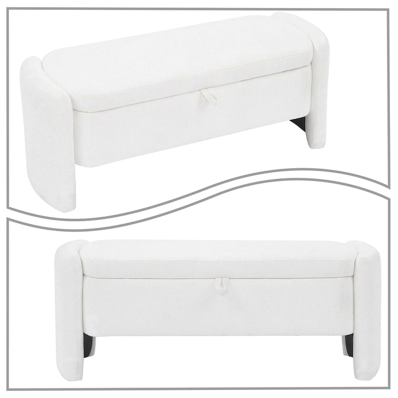 Banc de rangement minimaliste élégant en tissu chenille