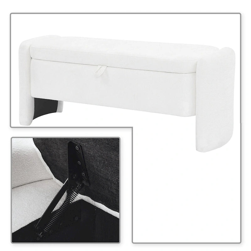 Banc de rangement minimaliste élégant en tissu chenille