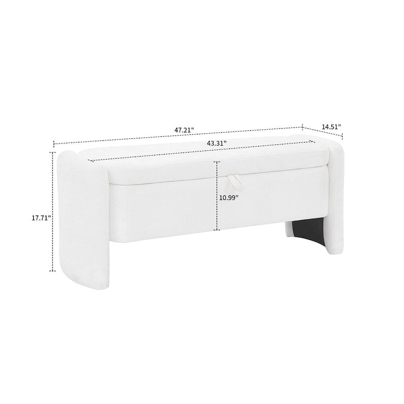Banc de rangement minimaliste élégant en tissu chenille