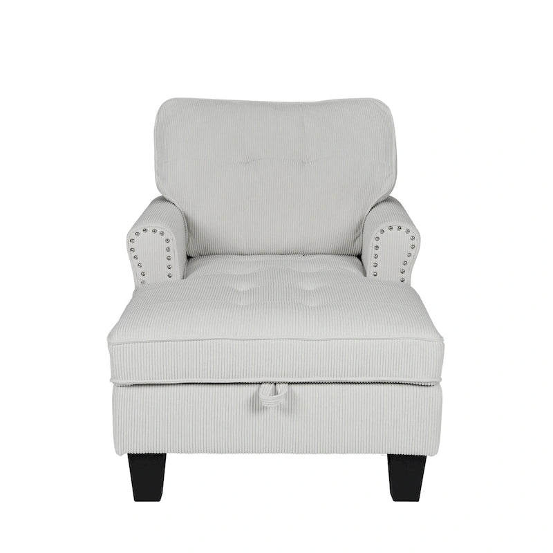 Chaise longue d'intérieur, canapé-lit, fauteuil rembourré pour chambre et salon avec rivets