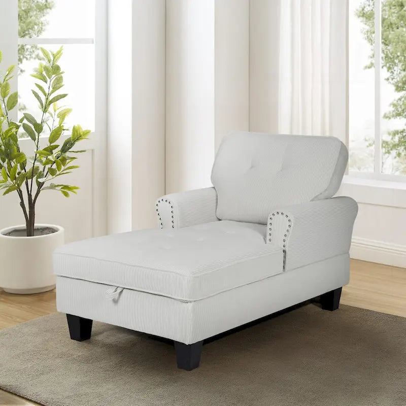 Chaise longue d'intérieur, canapé-lit, fauteuil rembourré pour chambre et salon avec rivets