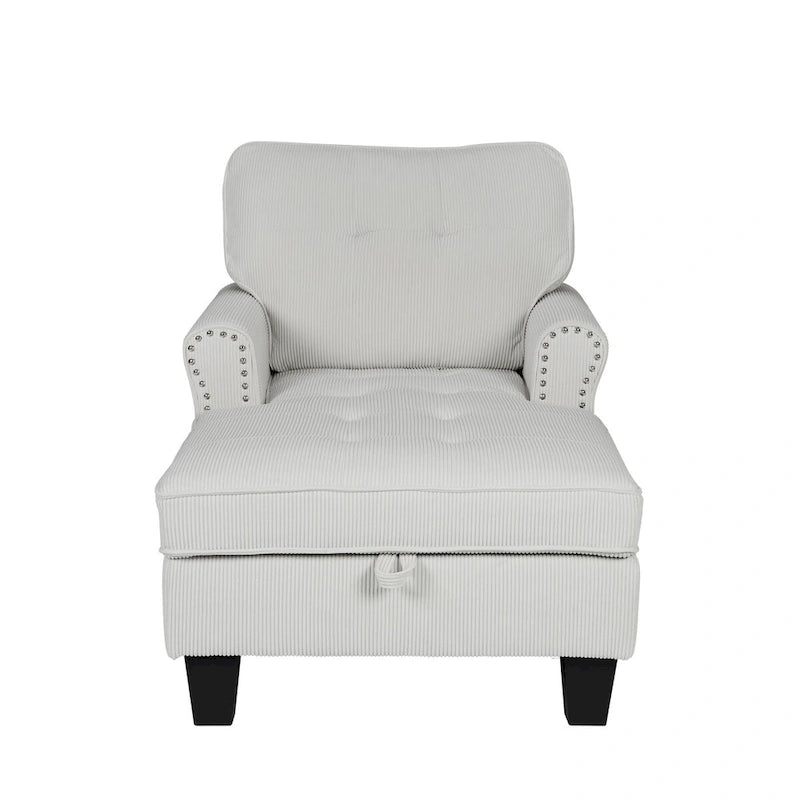Chaise longue d'intérieur, canapé-lit, fauteuil rembourré pour chambre et salon avec rivets