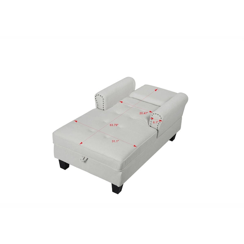 Chaise longue d'intérieur, canapé-lit, fauteuil rembourré pour chambre et salon avec rivets