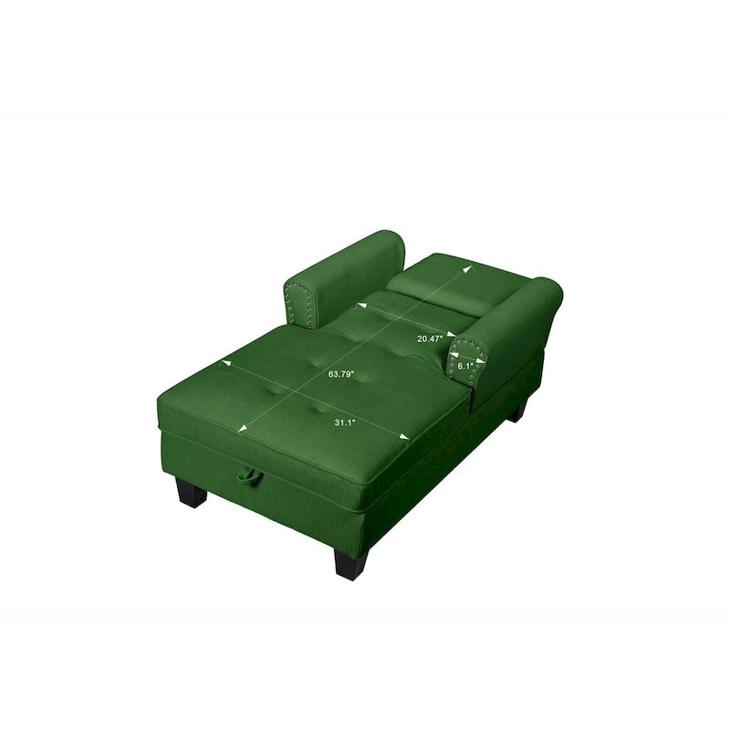 Chaise longue d'intérieur, canapé-lit, fauteuil rembourré pour chambre et salon avec rivets