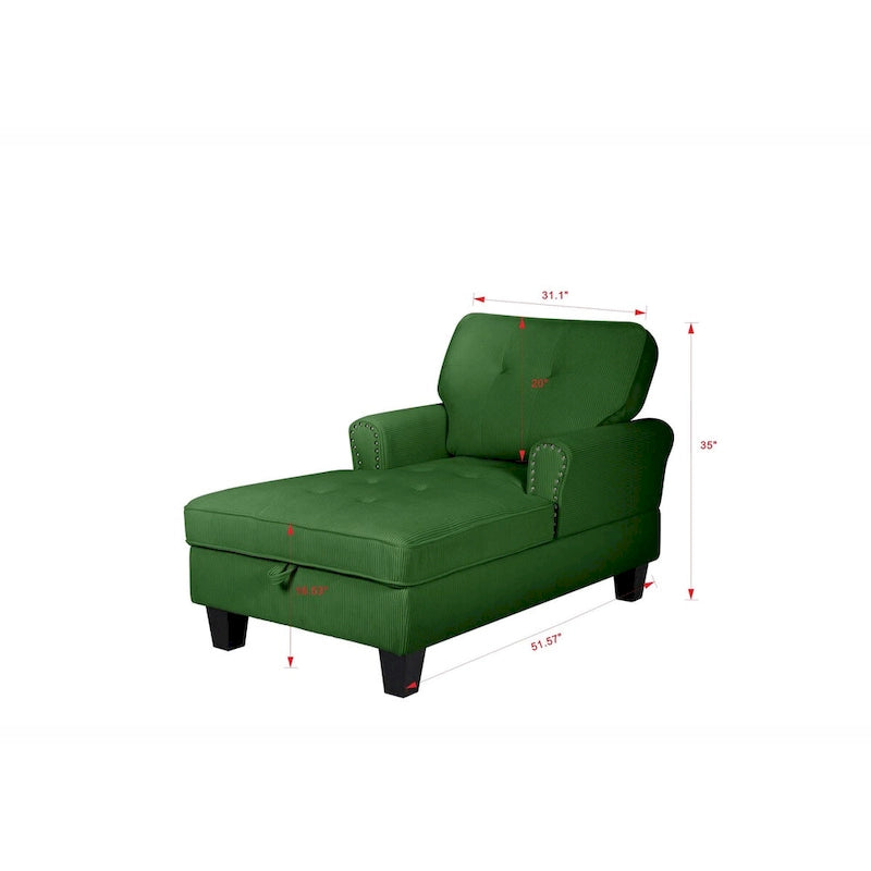 Chaise longue d'intérieur, canapé-lit, fauteuil rembourré pour chambre et salon avec rivets