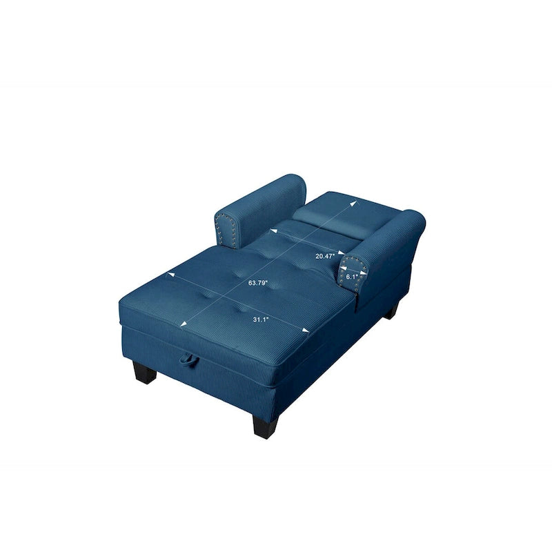 Chaise longue d'intérieur, canapé-lit, fauteuil rembourré pour chambre et salon avec rivets