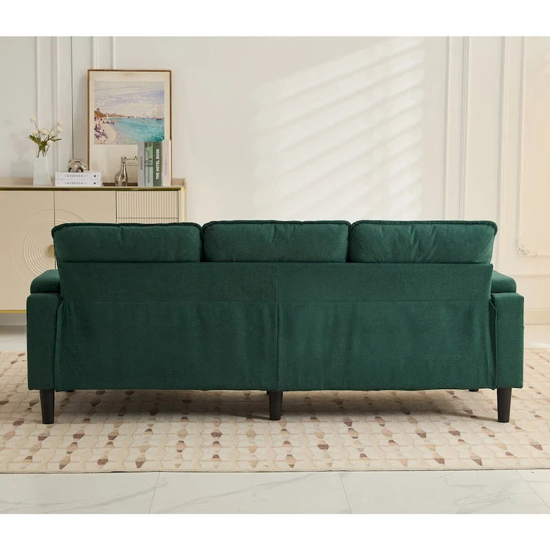 Canapé d'angle en tissu en L avec pouf de rangement et port USB