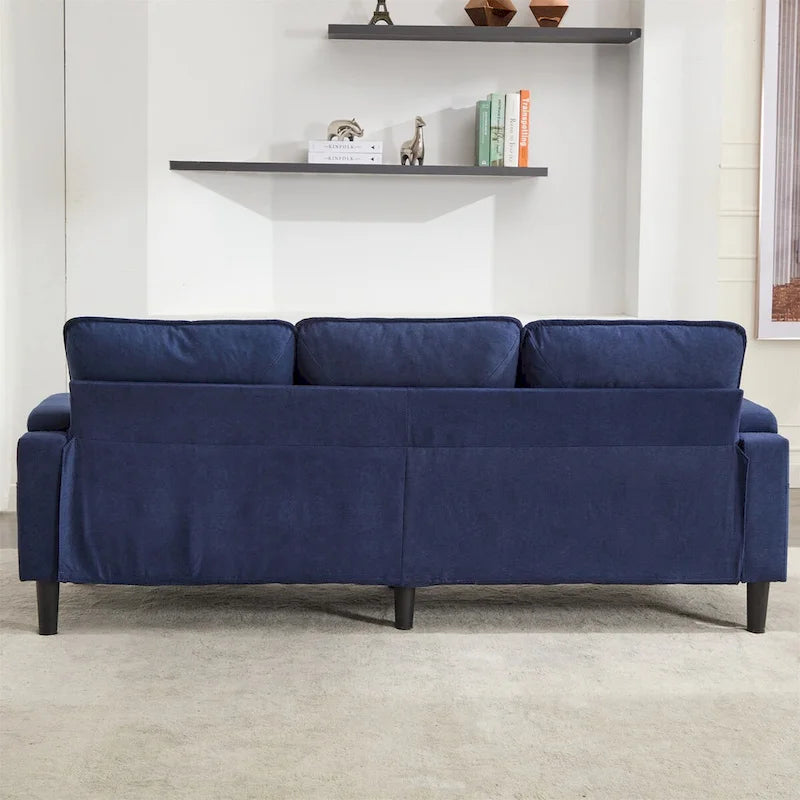 Canapé d'angle en tissu en L avec pouf de rangement et port USB