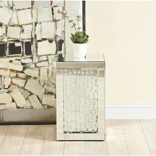 Table d'appoint en cristal de 12 pouces avec finition miroir clair