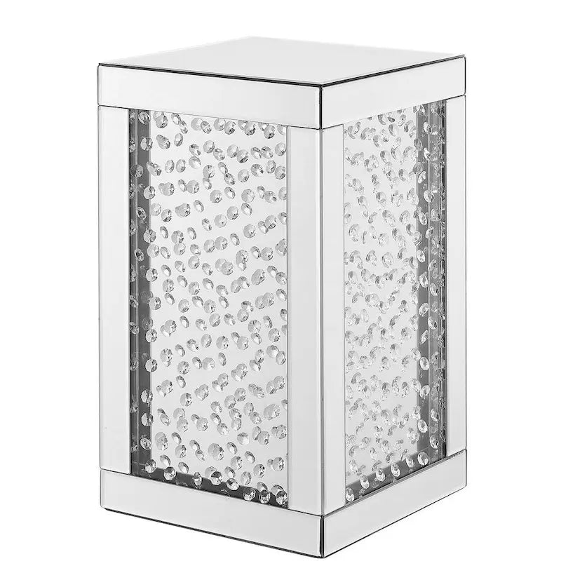 Table d'appoint en cristal de 12 pouces avec finition miroir clair