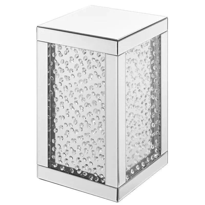Table d'appoint en cristal de 12 pouces avec finition miroir clair