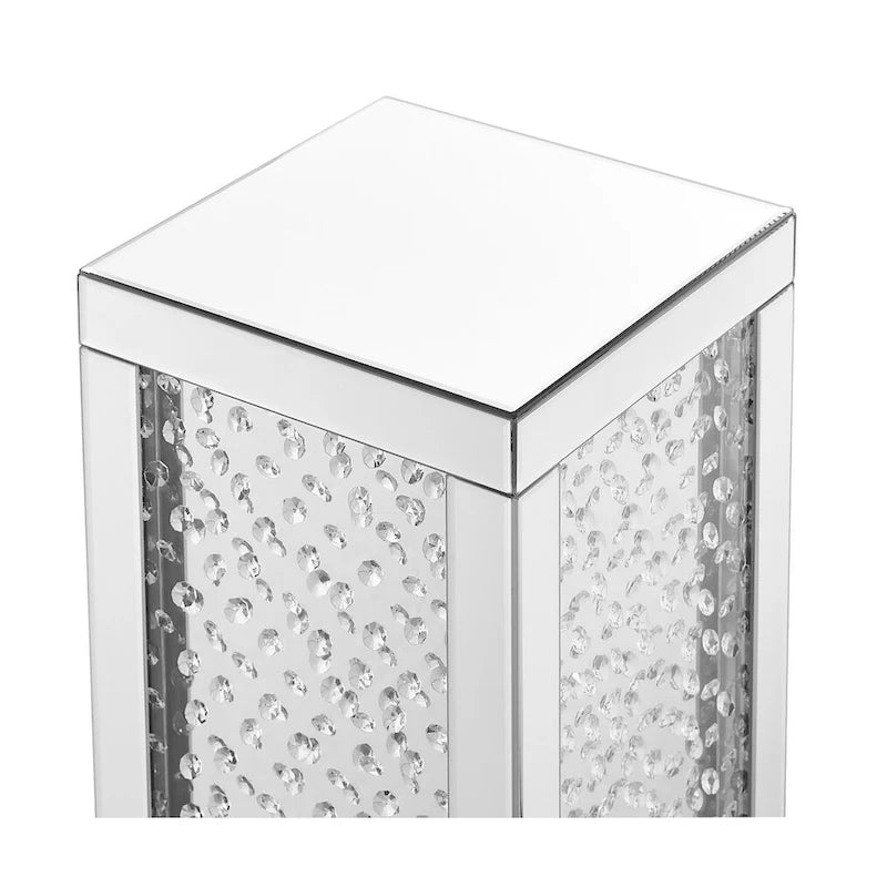 Table d'appoint en cristal de 12 pouces avec finition miroir clair