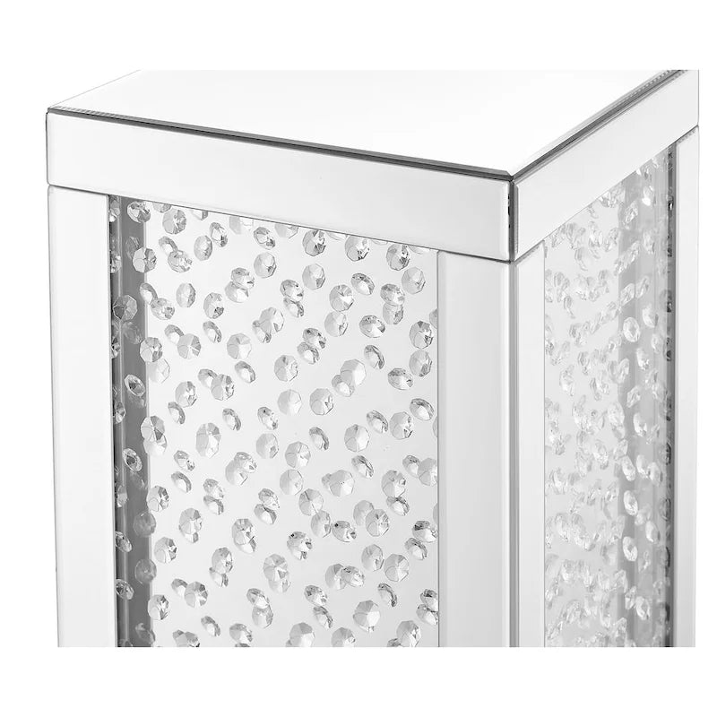 Table d'appoint en cristal de 12 pouces avec finition miroir clair