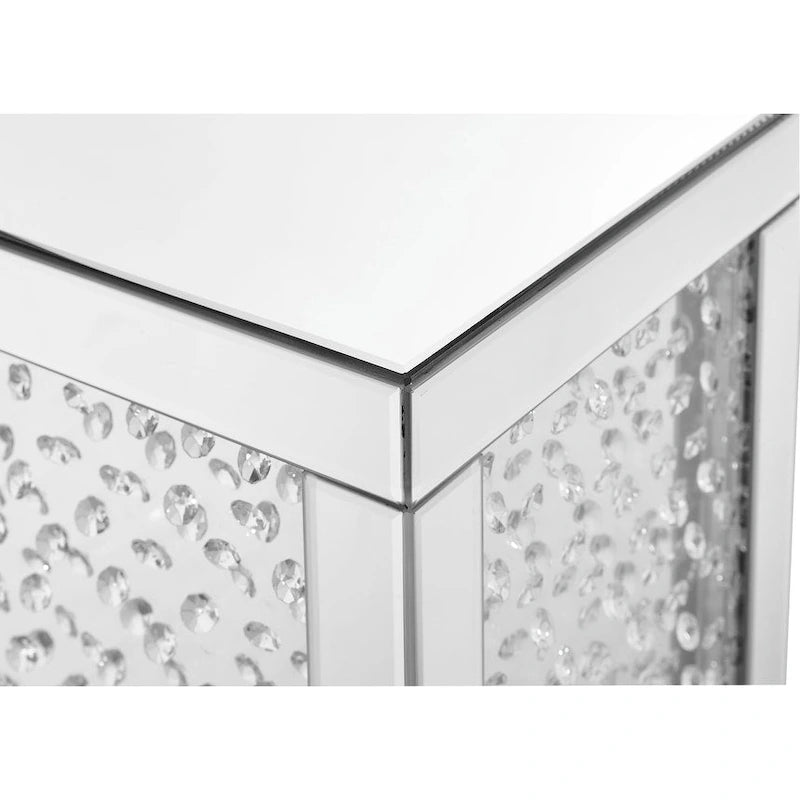 Table d'appoint en cristal de 12 pouces avec finition miroir clair