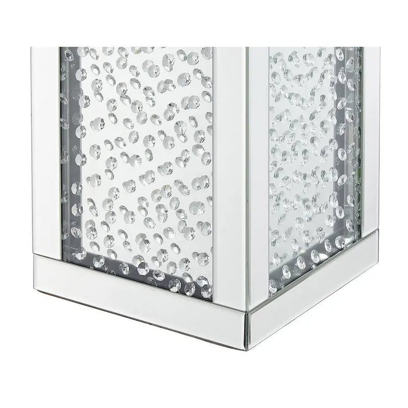 Table d'appoint en cristal de 12 pouces avec finition miroir clair