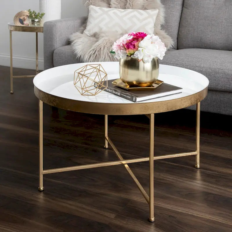 Table basse ronde en métal Celia de Kate et Laurel – 28,25x28,25x19
