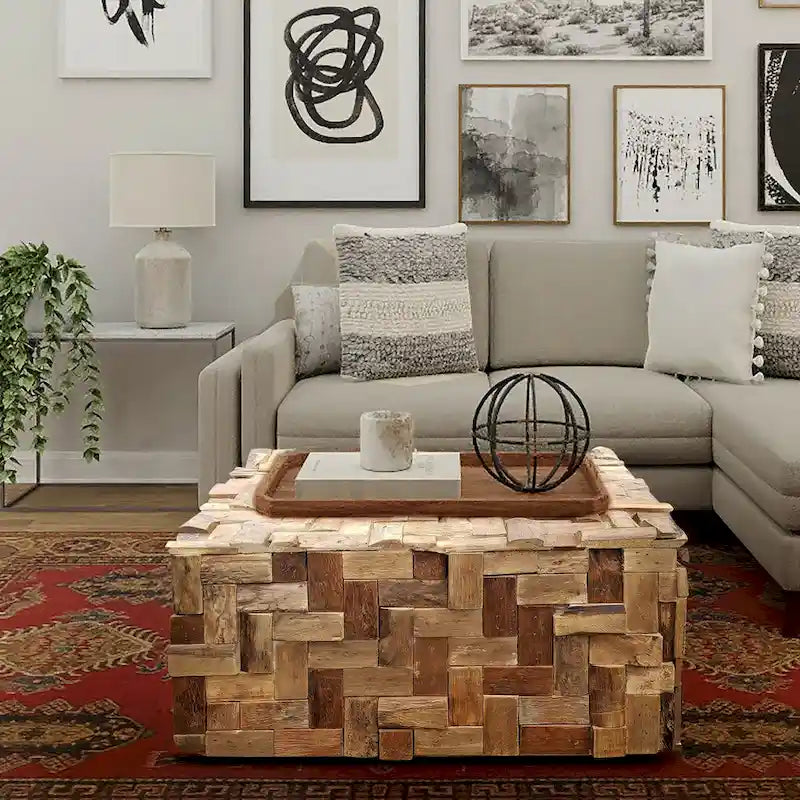 Table basse Java en teck recyclé rustique Chic Teak, 32 pouces